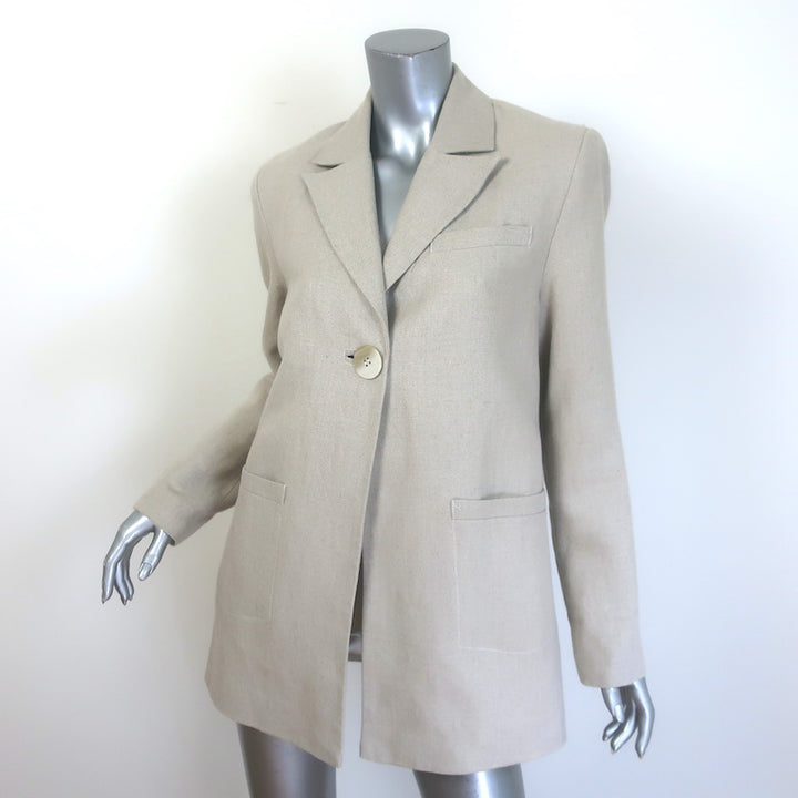 GANNI Oversized Linen Blazer Beige Size 32 One-Button Jacket