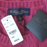 Brooks Brothers Cashmere Cable Knit Crewneck Sweater Cranberry Size Large NEW