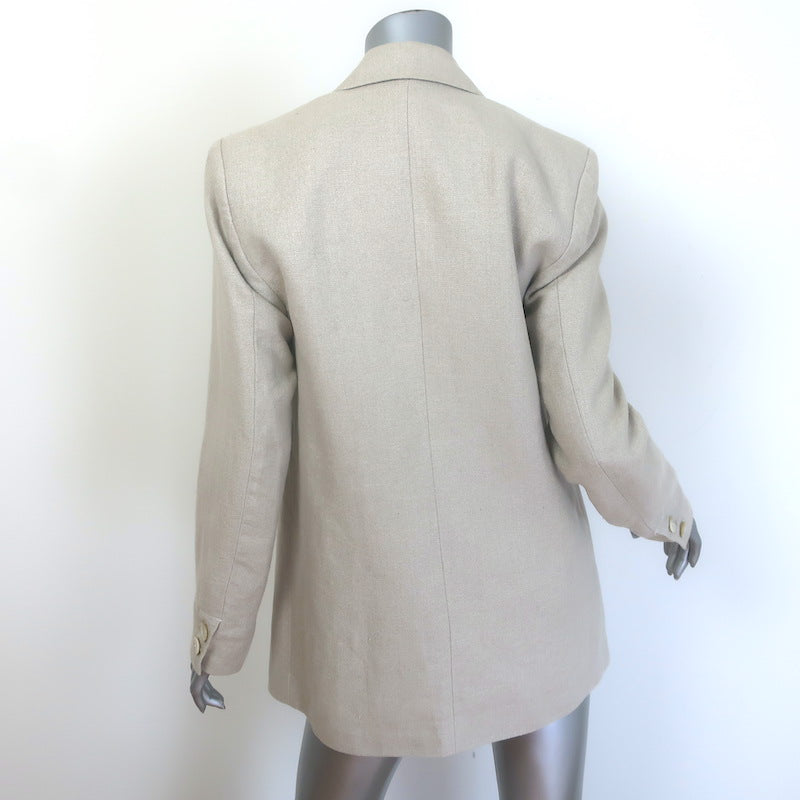 GANNI Oversized Linen Blazer Beige Size 32 One-Button Jacket
