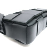 Bottega Veneta Cassette Shoulder Bag Black Intrecciato Leather Crossbody