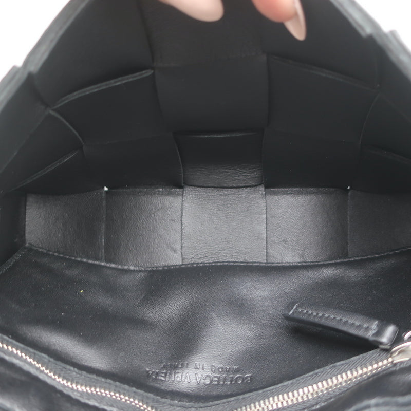 Bottega Veneta Vintage Black Intrecciato Leather Shoulder Bag