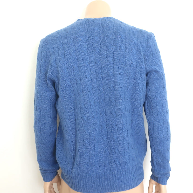 Polo Ralph Lauren Cashmere Cable Knit Sweater Caribbean Blue Size Large NEW