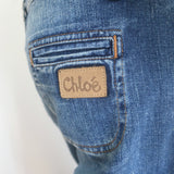 Chloe Mid-Rise Wide Leg Jeans Classic Blue Denim Size 38