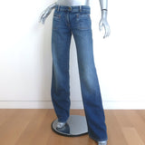 Chloe Mid-Rise Wide Leg Jeans Classic Blue Denim Size 38