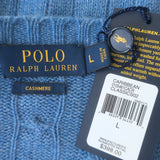 Polo Ralph Lauren Cashmere Cable Knit Sweater Caribbean Blue Size Large NEW