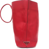 Prada Tie Closure Tote Red Leather Large Shoulder Bag