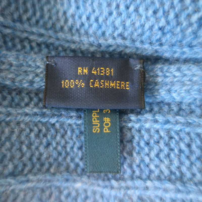 Polo Ralph Lauren Cashmere Cable Knit Sweater Caribbean Blue Size Large NEW