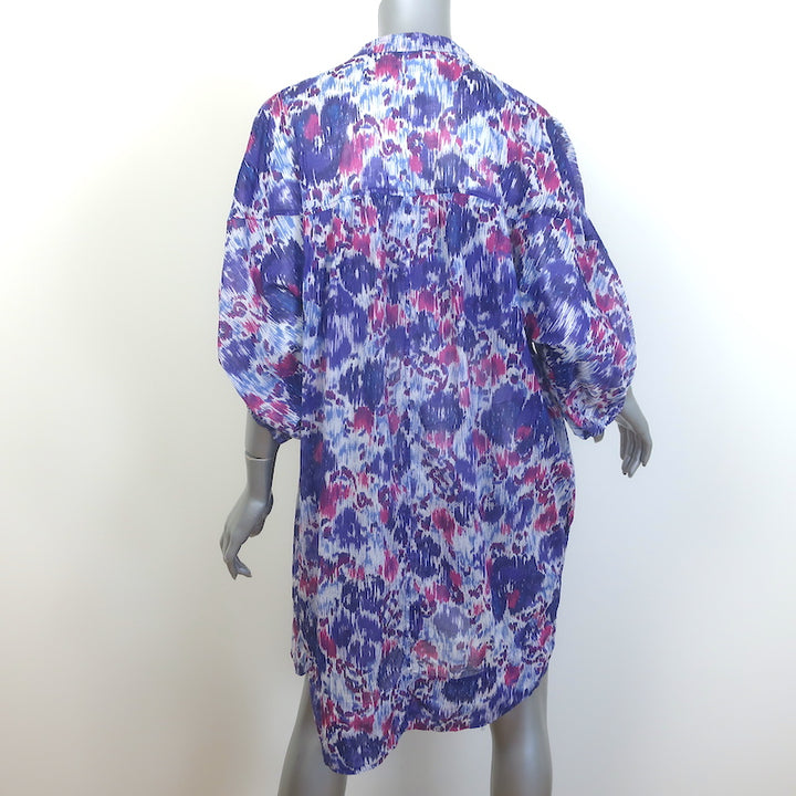 Isabel Marant Etoile Mazea Mini Dress Purple Printed Cotton Size 38
