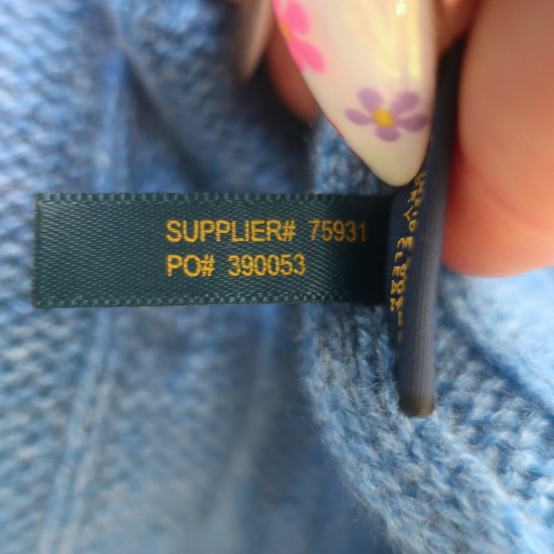 Polo Ralph Lauren Cashmere Cable Knit Sweater Caribbean Blue Size Large NEW