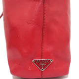 Prada Tie Closure Tote Red Leather Large Shoulder Bag