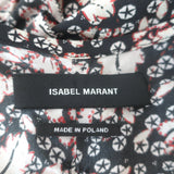 Isabel Marant Bali Ruched Zip-Front Blouse Black Printed Stretch Silk Size 40