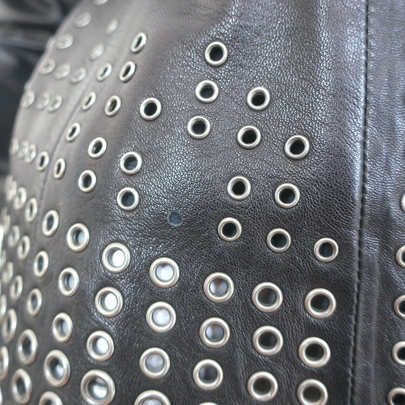 Alexander McQueen Grommet-Embellished Leather Jacket Black Size 40
