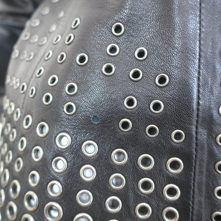 Alexander McQueen Grommet-Embellished Leather Jacket Black Size 40