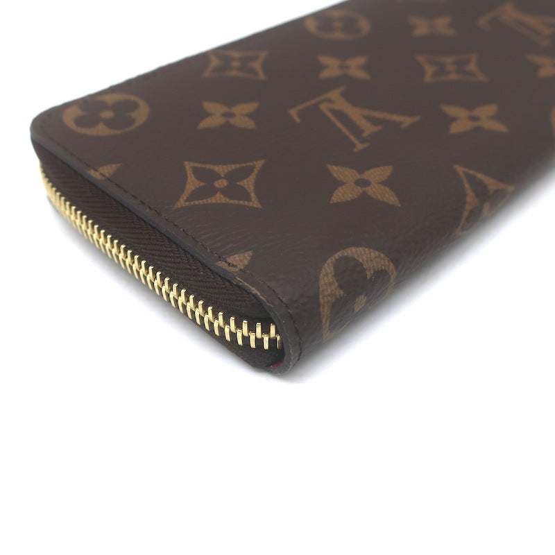 Louis Vuitton Clemence Wallet Brown Monogram Canvas &amp; Fuchsia Leather NEW