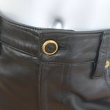 KHAITE Leather Straight Leg High Rise Pants Black Size 4