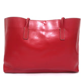Prada Tie Closure Tote Red Leather Large Shoulder Bag