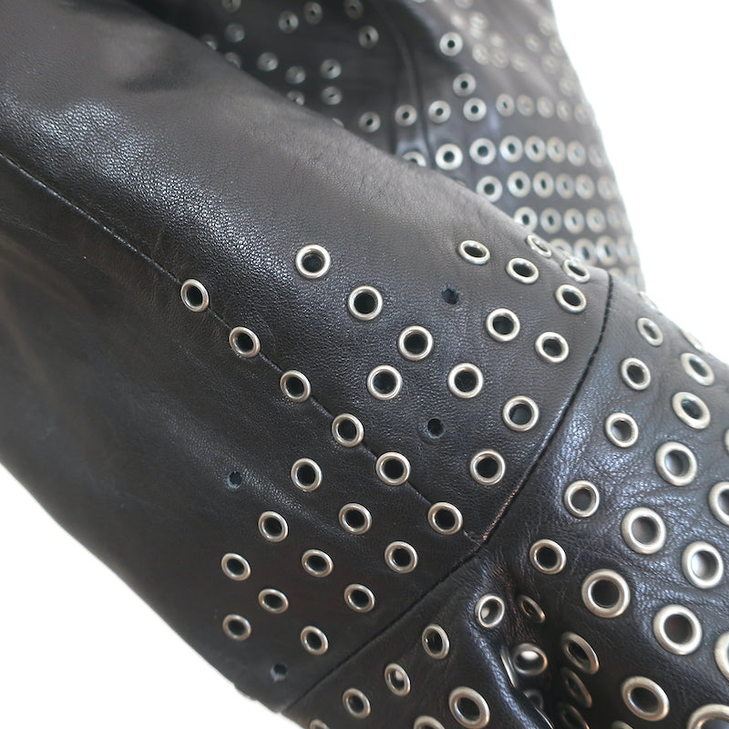 Alexander McQueen Grommet-Embellished Leather Jacket Black Size 40