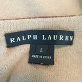Ralph Lauren Black Label Leather-Trim Cashmere Sweater Jacket Beige Size Large