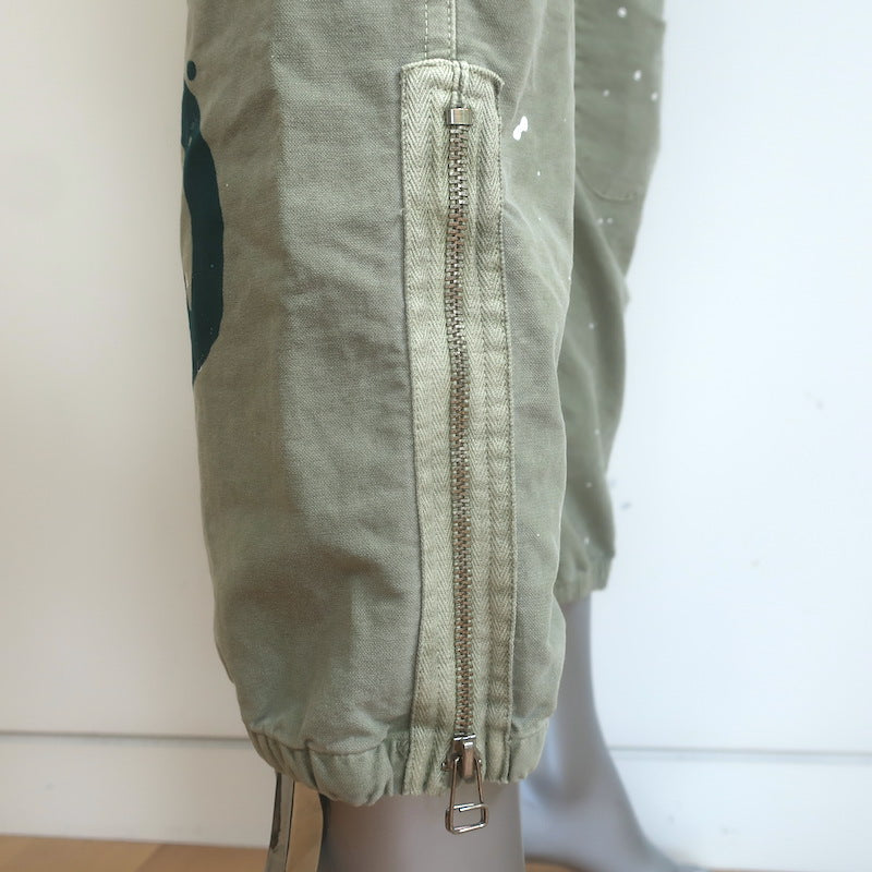 FREECITY AW Paint Splattered Jump Pants Army Green Size Medium