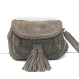 Vanessa Bruno Small Tassel Wristlet Clutch Bag Dark Brown Suede