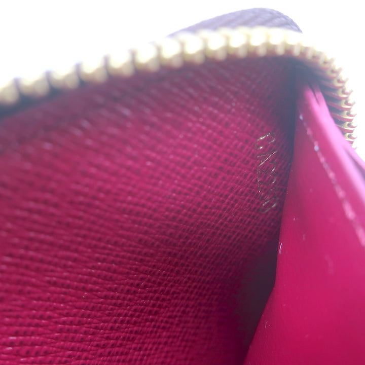 Louis Vuitton Clemence Wallet Brown Monogram Canvas &amp; Fuchsia Leather NEW