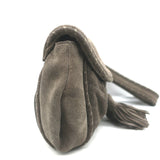 Vanessa Bruno Small Tassel Wristlet Clutch Bag Dark Brown Suede