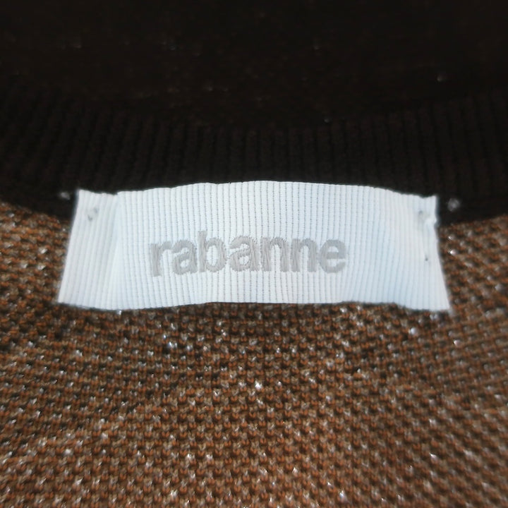 Rabanne Metallic Jacquard Maxi Tank Dress Brown Stretch Knit Size Extra Small