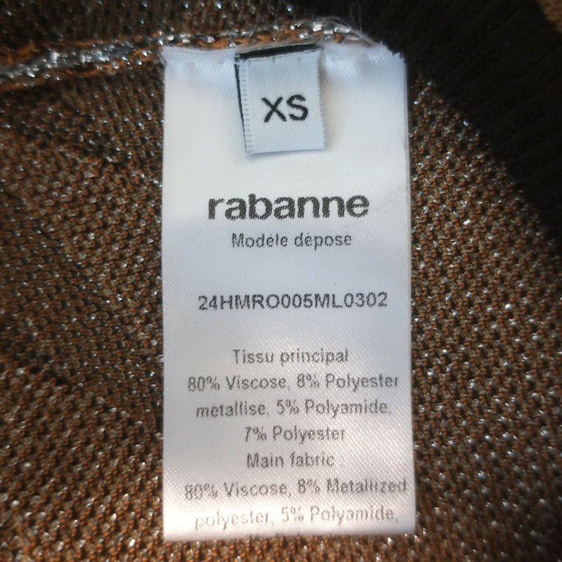 Rabanne Metallic Jacquard Maxi Tank Dress Brown Stretch Knit Size Extra Small