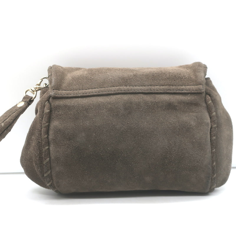 Vanessa Bruno Small Tassel Wristlet Clutch Bag Dark Brown Suede
