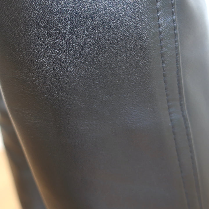 KHAITE Leather Straight Leg High Rise Pants Black Size 4