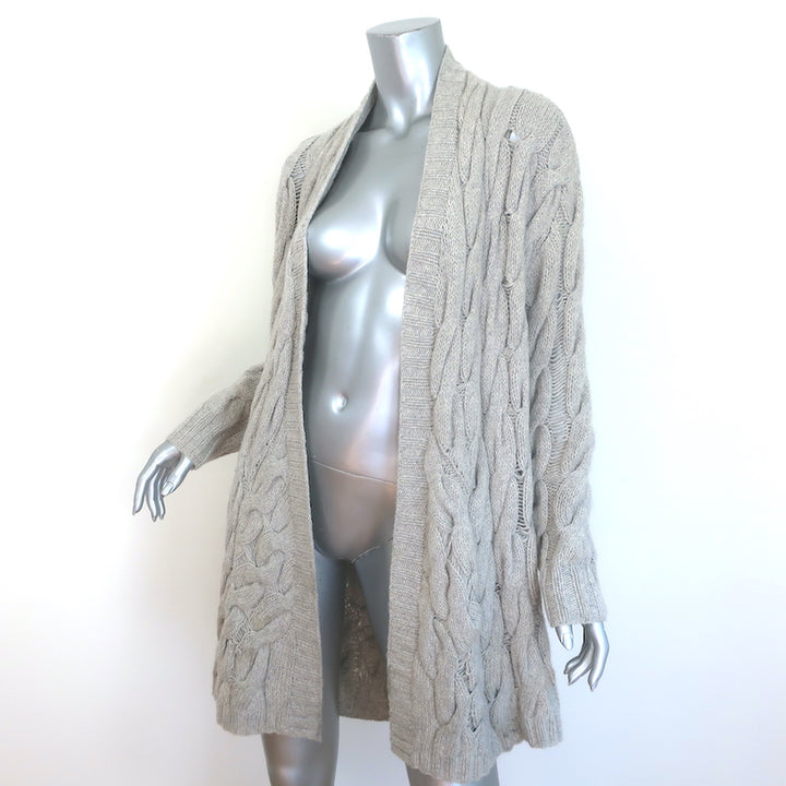 Inhabit Cable Knit Cashmere Cardigan Gray Size Small Open-Front Sweater
