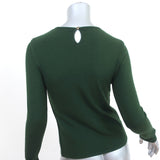 Oscar de la Renta Sweater Green Cashmere-Silk Size Extra Small Crewneck Pullover