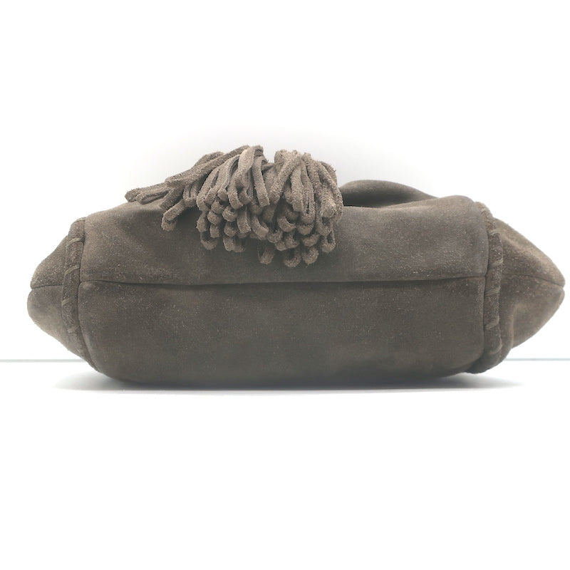 Vanessa Bruno Small Tassel Wristlet Clutch Bag Dark Brown Suede