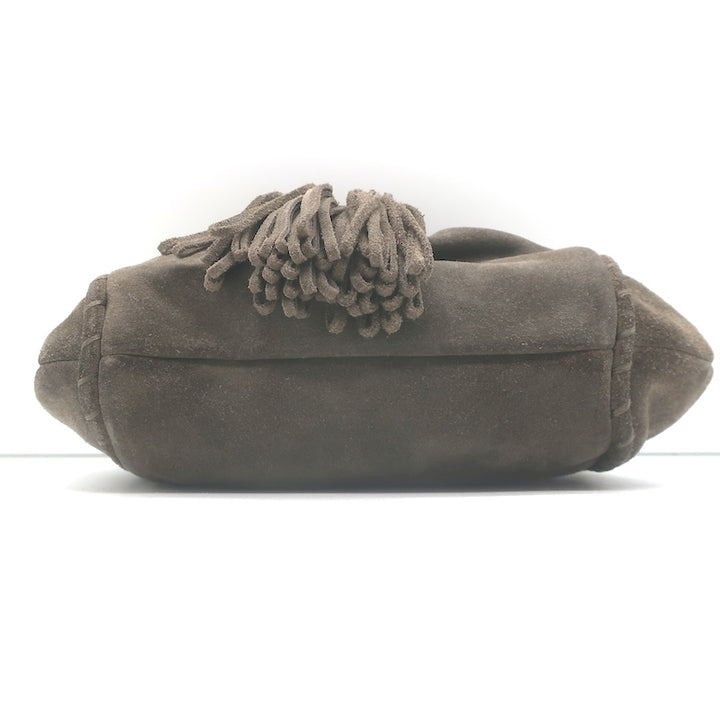 Vanessa Bruno Small Tassel Wristlet Clutch Bag Dark Brown Suede