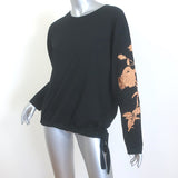 Dries Van Noten Floral-Embroidered Long Sleeve Top Black Cotton Size Small