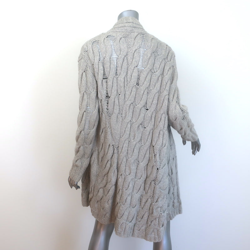 Inhabit Cable Knit Cashmere Cardigan Gray Size Small Open-Front Sweater