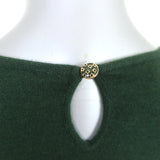 Oscar de la Renta Sweater Green Cashmere-Silk Size Extra Small Crewneck Pullover