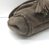 Vanessa Bruno Small Tassel Wristlet Clutch Bag Dark Brown Suede