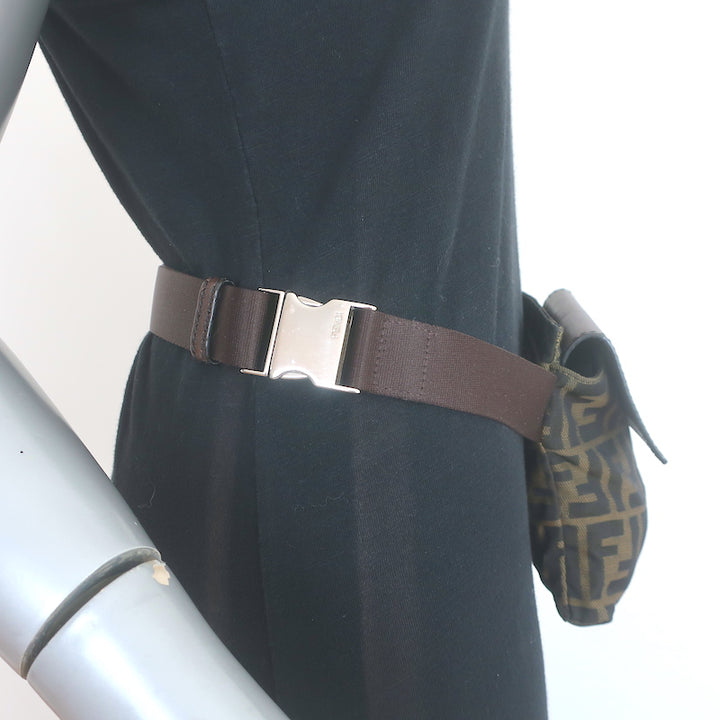 Fendi Zucca Fanny Pack Belt Bag Brown Canvas &amp; Leather