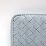 Bottega Veneta Intrecciato Zip Around Wallet Light Blue Leather