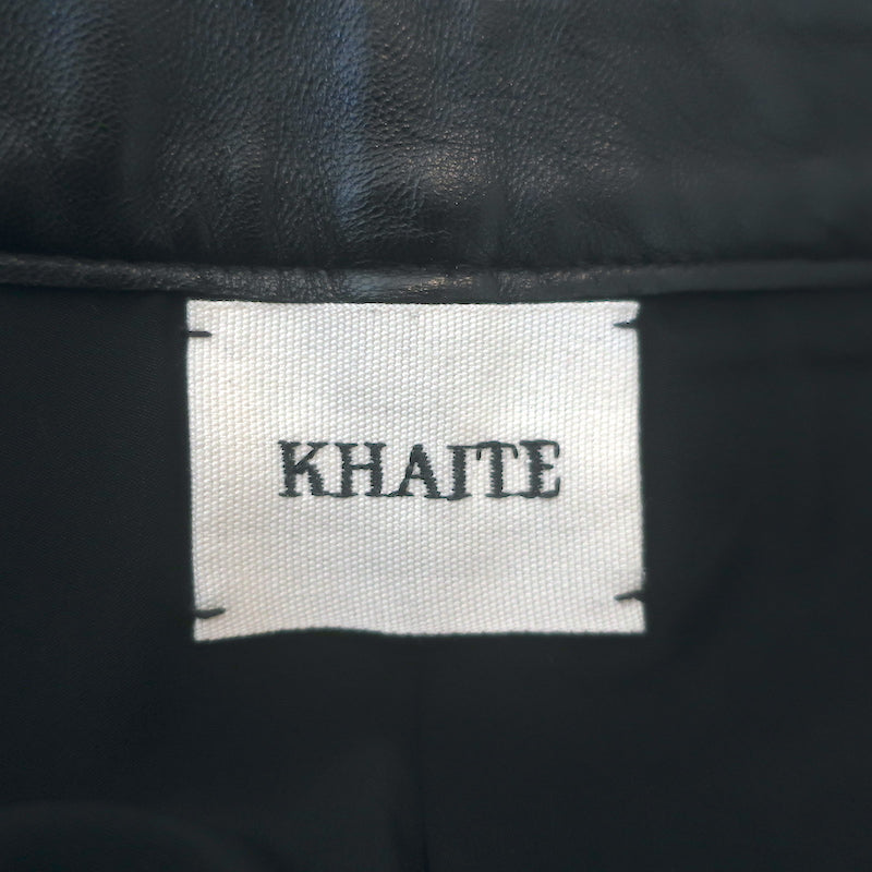 KHAITE Leather Straight Leg High Rise Pants Black Size 4