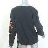 Dries Van Noten Floral-Embroidered Long Sleeve Top Black Cotton Size Small