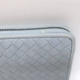 Bottega Veneta Intrecciato Zip Around Wallet Light Blue Leather
