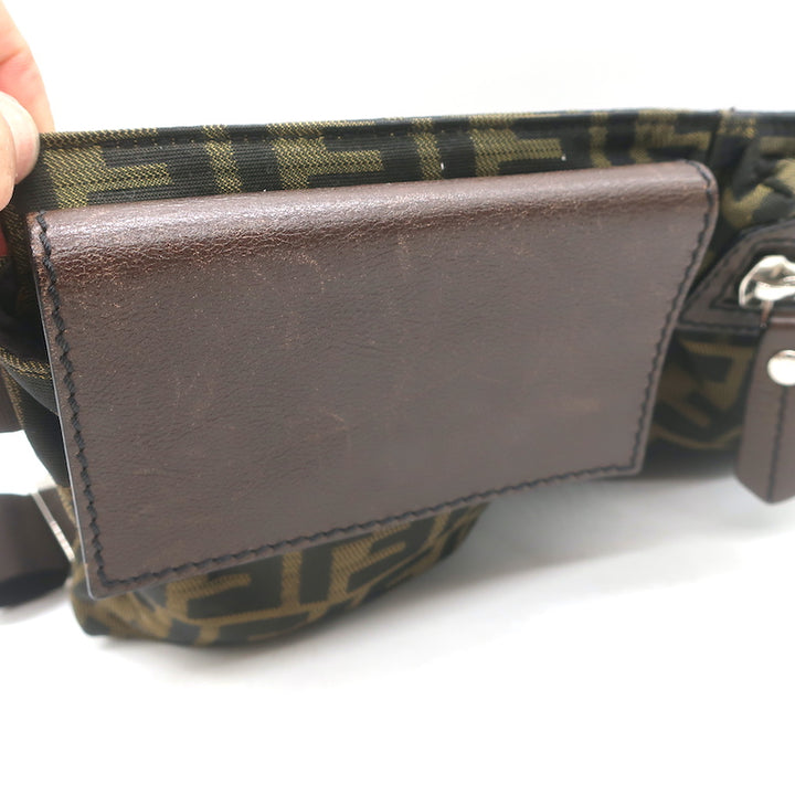 Fendi Zucca Fanny Pack Belt Bag Brown Canvas &amp; Leather