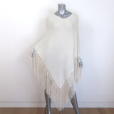 The Perfext Fringed Cashmere Poncho Sweater Cream One Size