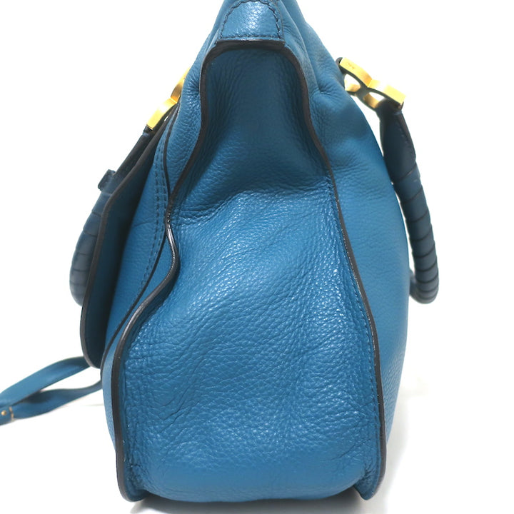 Chloe Marcie Large Shoulder Bag Laguna Blue Leather