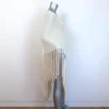 The Perfext Fringed Cashmere Poncho Sweater Cream One Size
