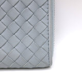 Bottega Veneta Intrecciato Zip Around Wallet Light Blue Leather