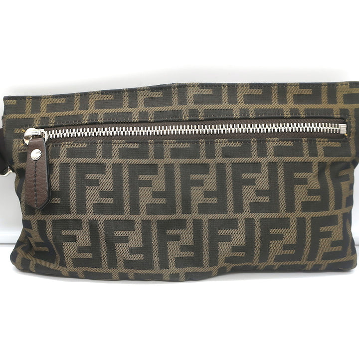 Fendi Zucca Fanny Pack Belt Bag Brown Canvas &amp; Leather