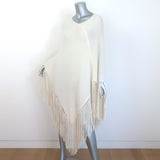 The Perfext Fringed Cashmere Poncho Sweater Cream One Size